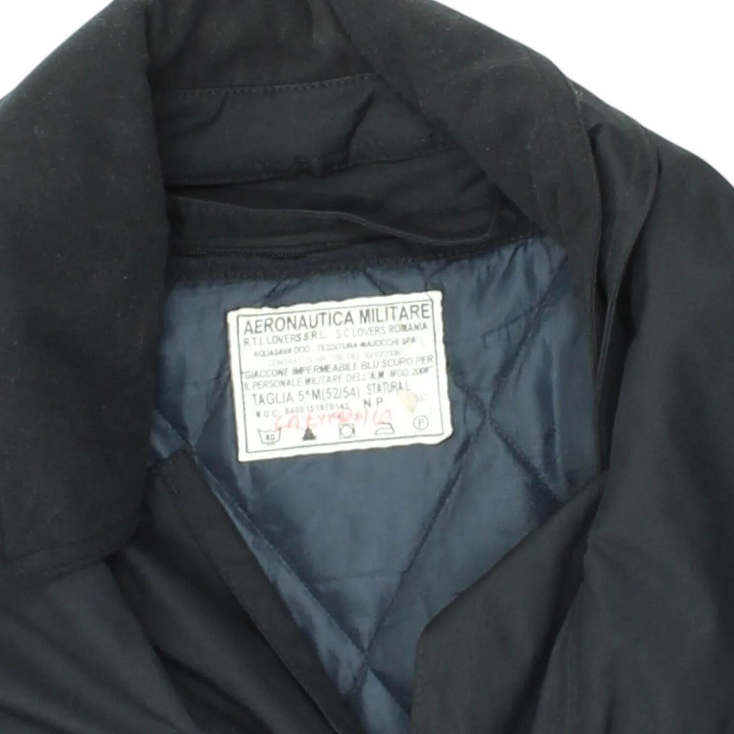Aeronautica Militare Mens Black Quilted Military Coat | Italian Air Force VTG