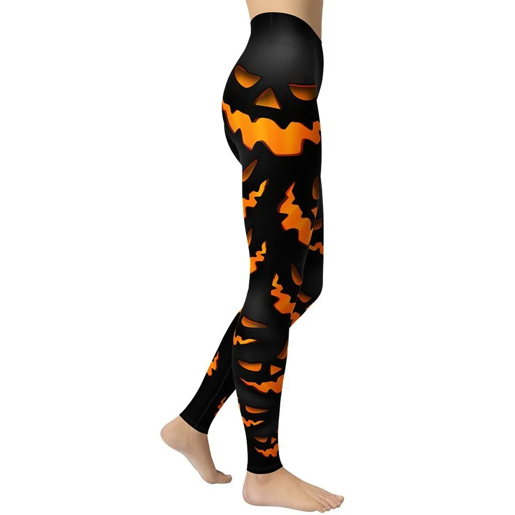 Spooky Pumpkin Halloween Yoga Leggings